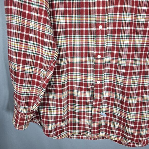 Ralph Lauren Big Shirt Mens Medium Red Plaid Button Front Long Sleeve Cotton - Picture 3 of 10